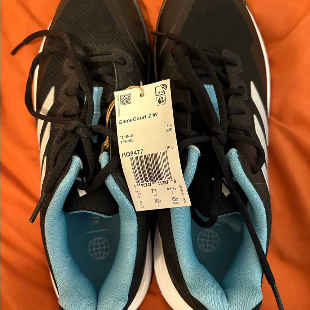 Adidas Black and Blue Tennis Sneakers Adidas Womens Gamecourt 2 WSneaker